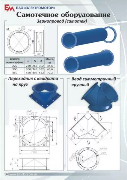 Креслення зернопровода - самопливні труби, флянці