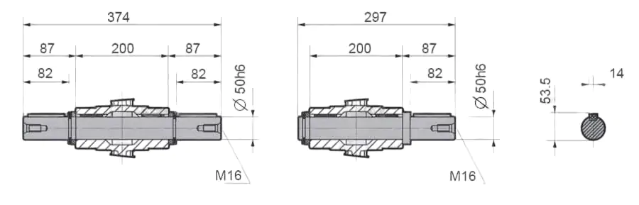 Размеры и диаметр выходного вала редуктора NMRV 150